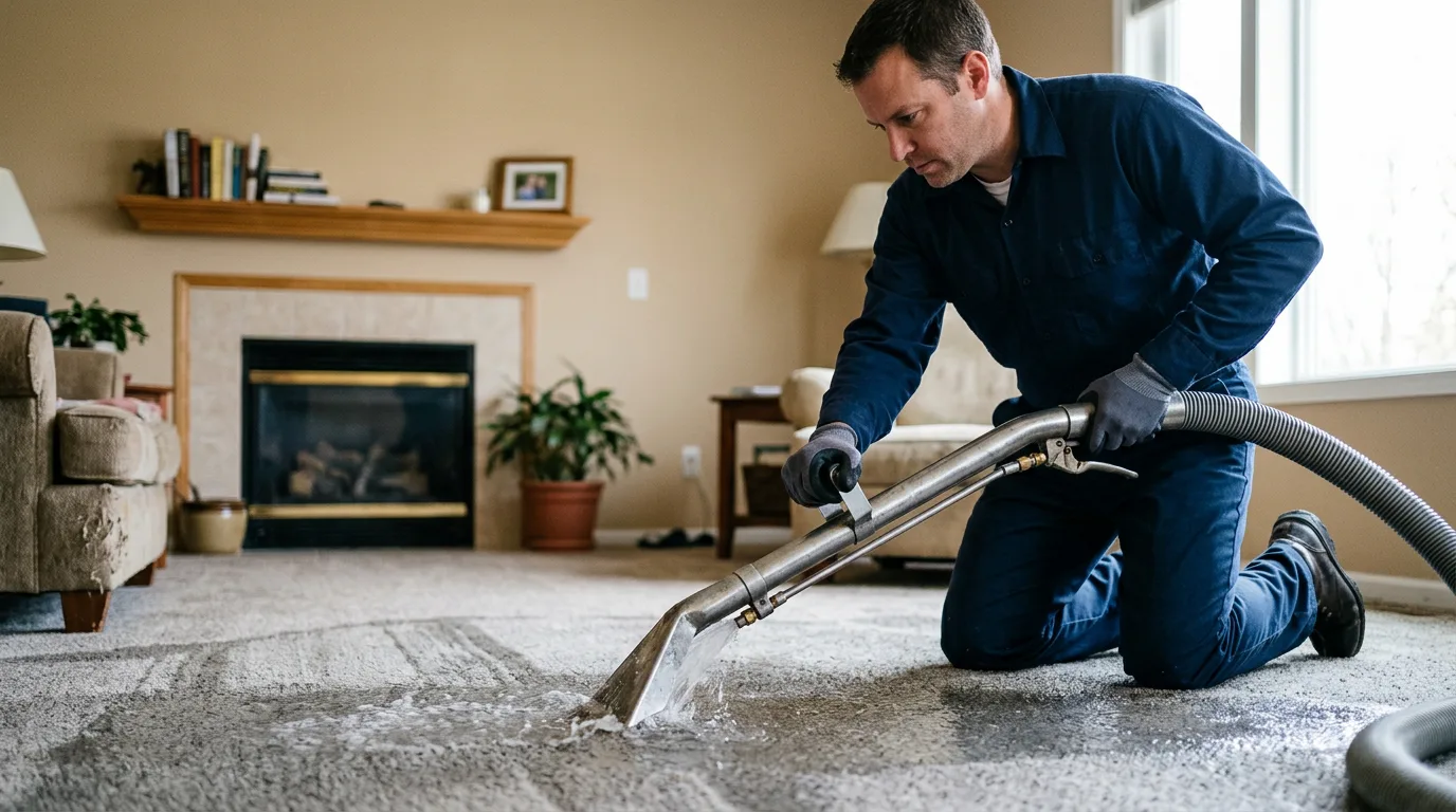 Water damage restoration technician working near Hopewell, NJ